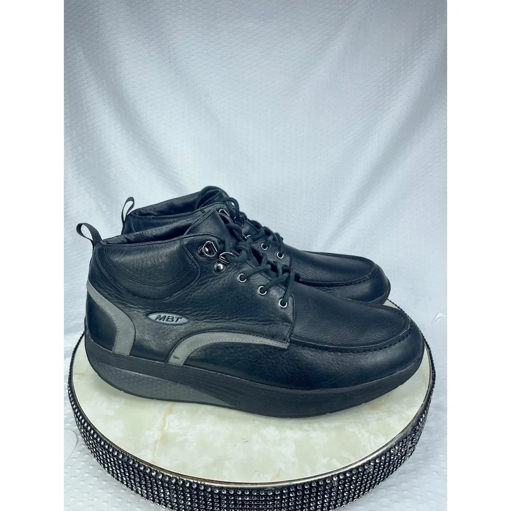 MBT Index Rocker Bottom Leather Boots Mens 10.5 Black Performance Vibram Shoes